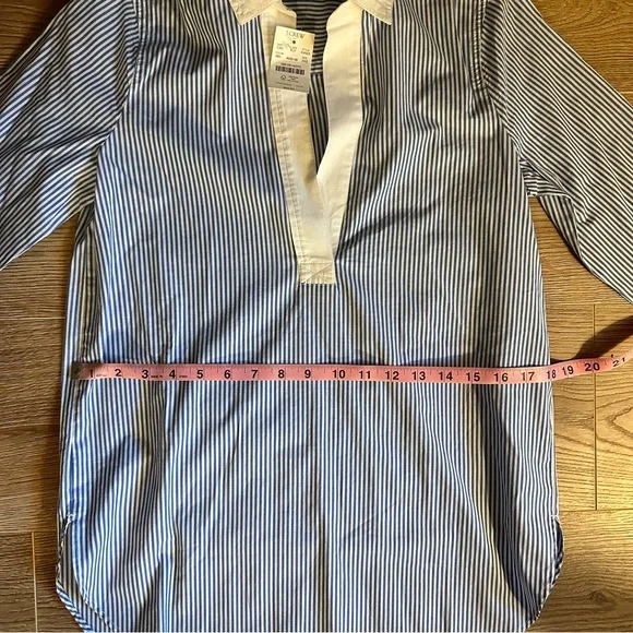 J. Crew Blue Pinstripe Seersucker Collared Tunic in Size XXS - Picture 10 of 11